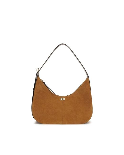 Ganni Brown Recycled Polyester Shoulder Bag