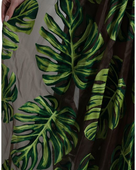 Dolce & Gabbana Green Banana Leaf Sleeveless Long Maxi Dress
