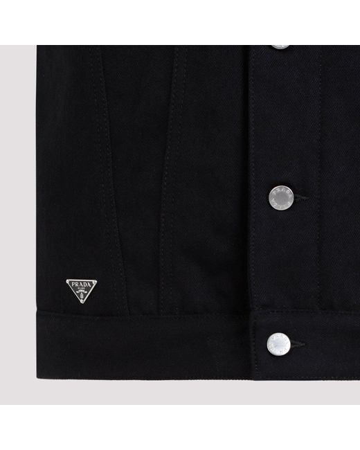 Prada Black Bull Button-Up Denim Gilet for men