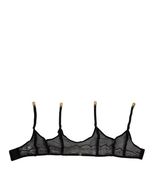 Dolce & Gabbana Black Floral Lace Nylon Strap Garter Underwear