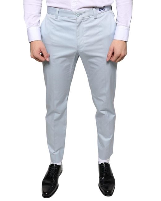 Dolce & Gabbana Blue Cotton Dress Pants for men