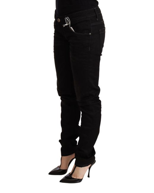 Acht Black Low Waist Skinny Denim Cotton Trouser