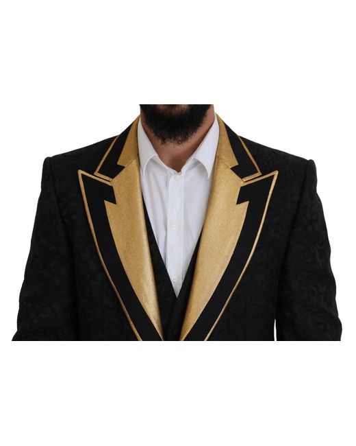 Dolce & Gabbana Black Elegant Silk Blend 3-Piece Suit for men