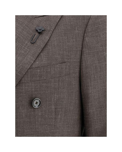 Lardini Gray Blazer Jacket With Iconic Pin for men