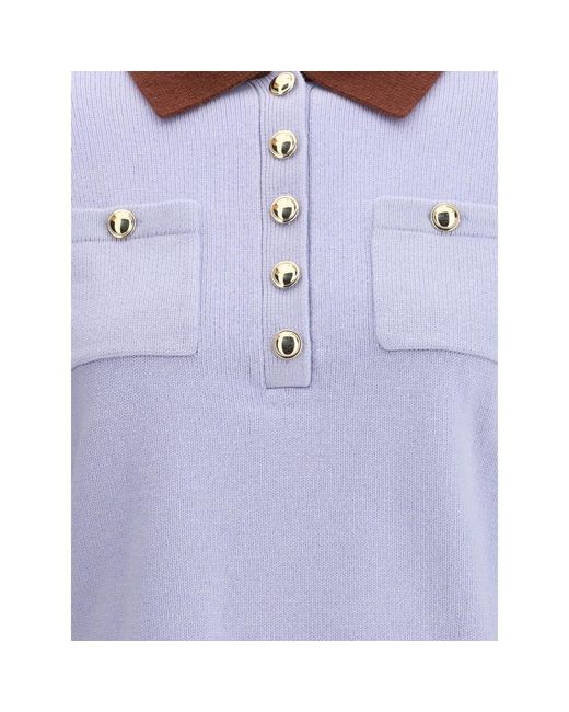 Self-Portrait Purple Contrast Collar Sweater