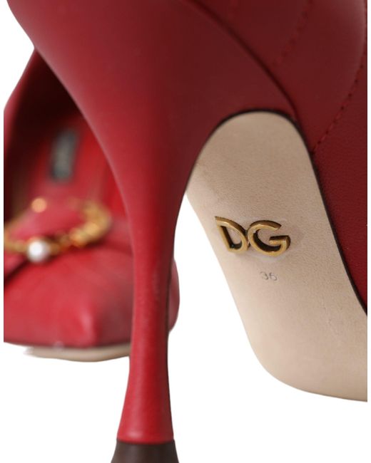 Dolce & Gabbana Red Devotion Leather Heels Pumps Shoes