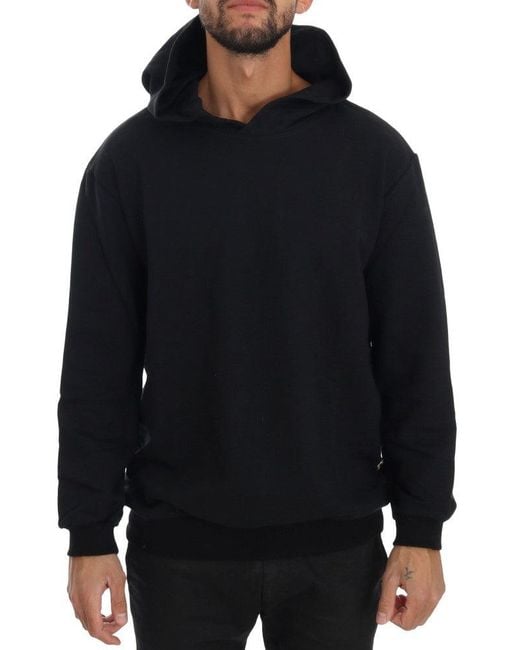 Daniele Alessandrini Blue Black Gym Casual Hooded Cotton Sweater for men