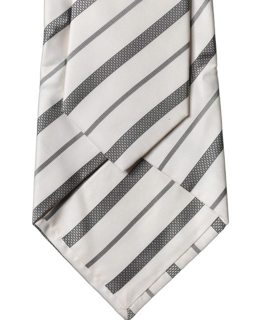 Dolce & Gabbana White Stripes Silk Adjustable Neckwomen's Tie