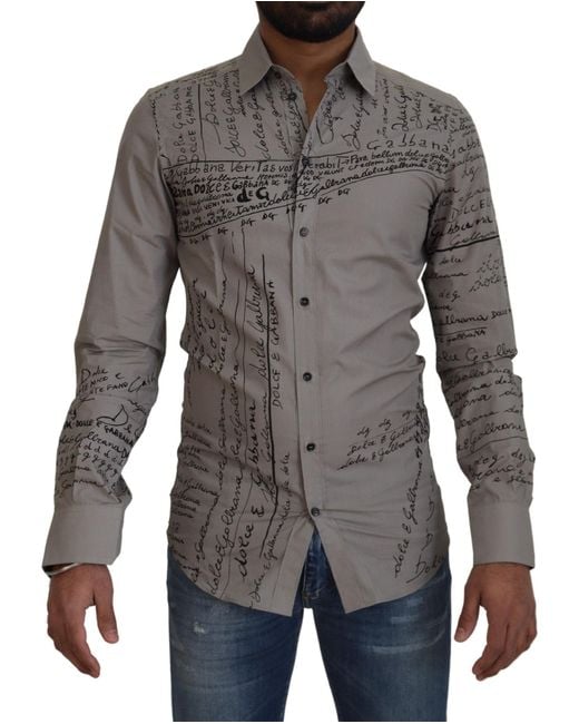 Dolce & Gabbana Gray Elegant Slim Fit Cotton Dress Shirt for men