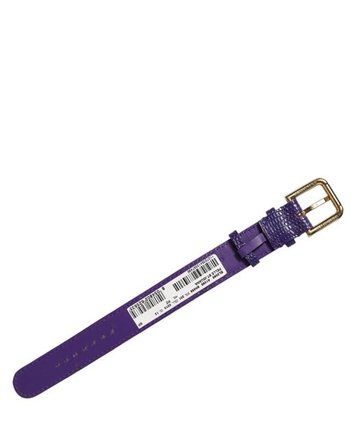 Dolce & Gabbana Purple Violet Textured Leather Gold Buckle Belt Strap Bracelet