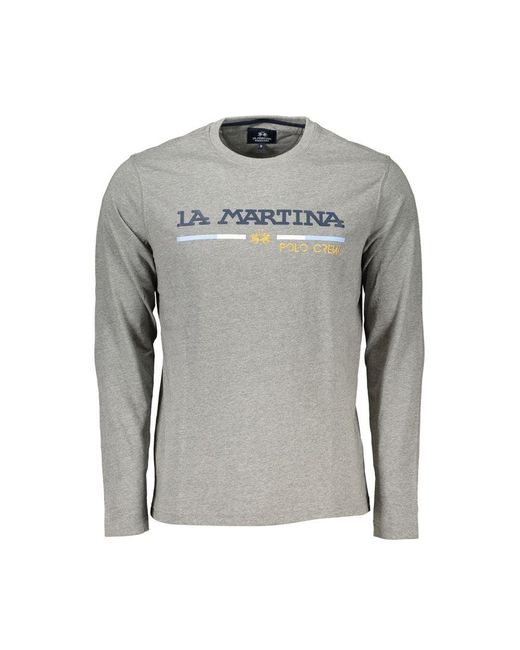 La Martina Gray Cotton T-shirt for men