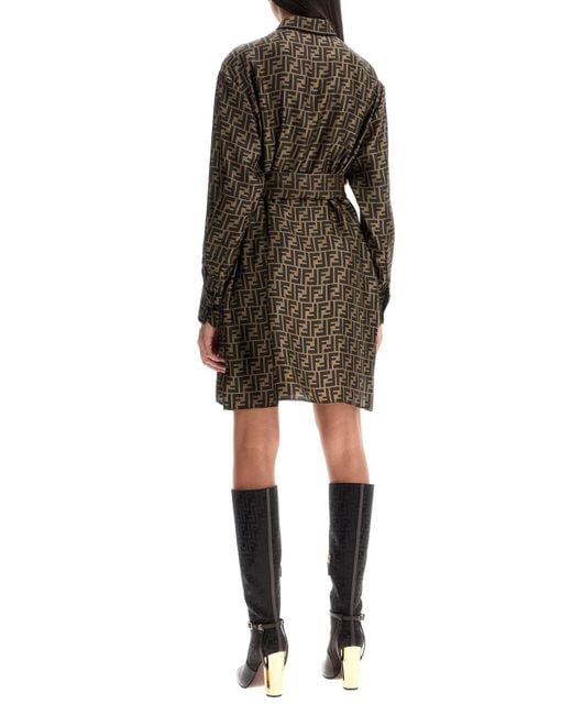 ワンピース FENDI Cotton dress with ff motif Marrone Dress Cotton Brown | Fendi