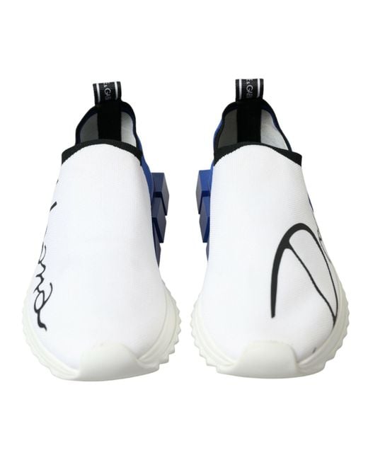 Dolce & Gabbana Blue Leather Logo Low Top Sneakers Shoes for men