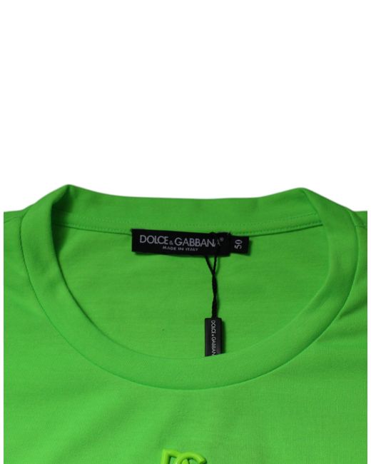 Dolce & Gabbana Green Dg Logo Tee Short Sleeve Crew Neck for men