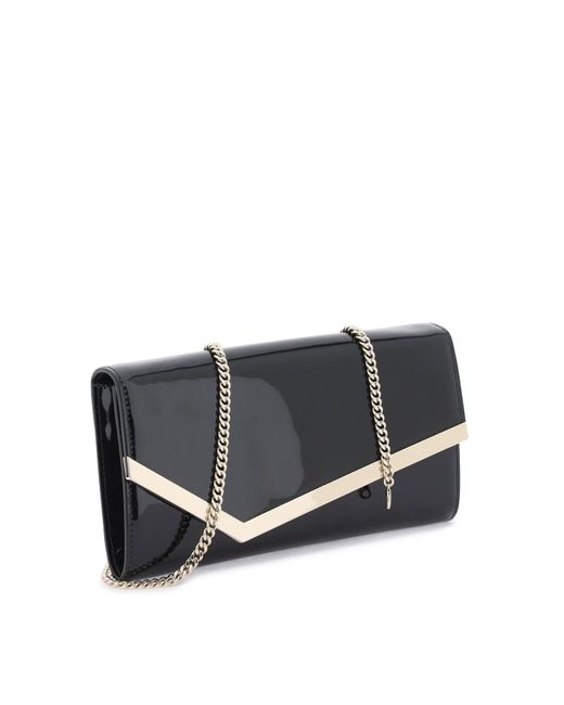 Jimmy Choo Black Emmie Clutch Bag In Patent Leather