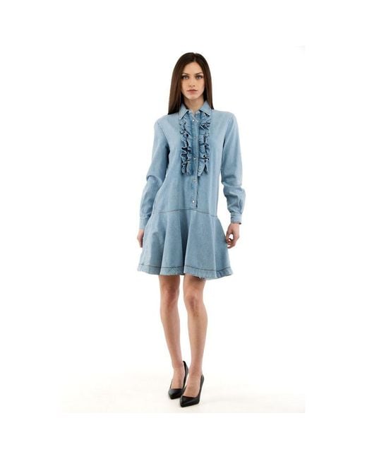 Moschino Blue Multicolor Cotton Casual Dress