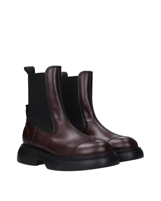 Ganni Black Brown Leather Ankle