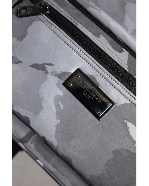 Dolce & Gabbana Gray Cotton Camouflage Logo Plaque Backpack Bag for men