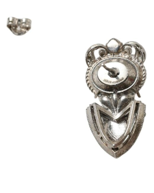 Dolce & Gabbana Multicolor Silver Crystal Stone 925 Sterling Earrings