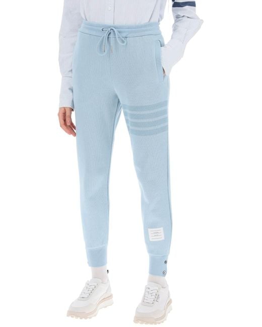 Thom Browne Blue 4 Bar Joggers In Cotton Knit