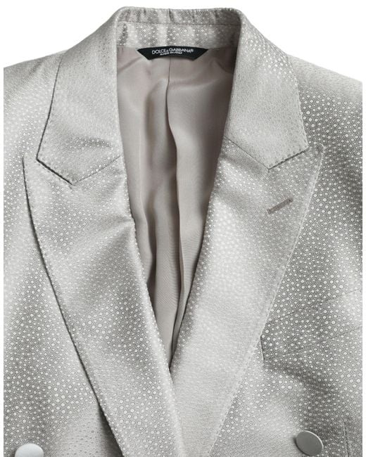Dolce & Gabbana Gray Off Martini Double Breasted Coat Blazer for men