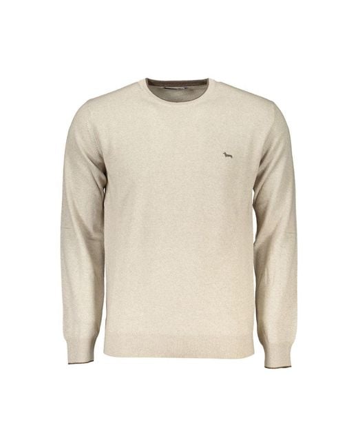 Harmont & Blaine Natural Crew Neck Luxury Sweater With Embroidery for men