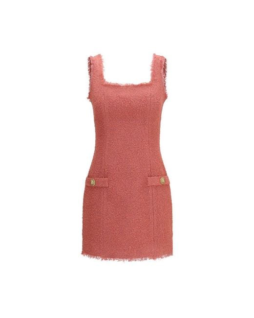 Balmain Red Multicolor Wool Oves Aries Casual Dress