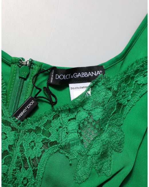 Dolce & Gabbana Green Floral Lace Tank Lingerie Top Underwear
