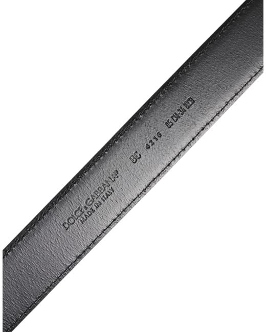 Dolce & Gabbana Black Brown Classic Calf Leather Silver Buckle Belt for men