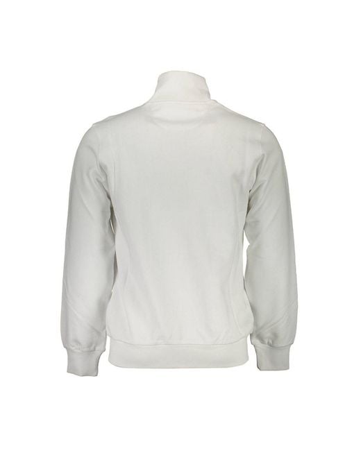 La Martina Gray White Cotton Sweater for men