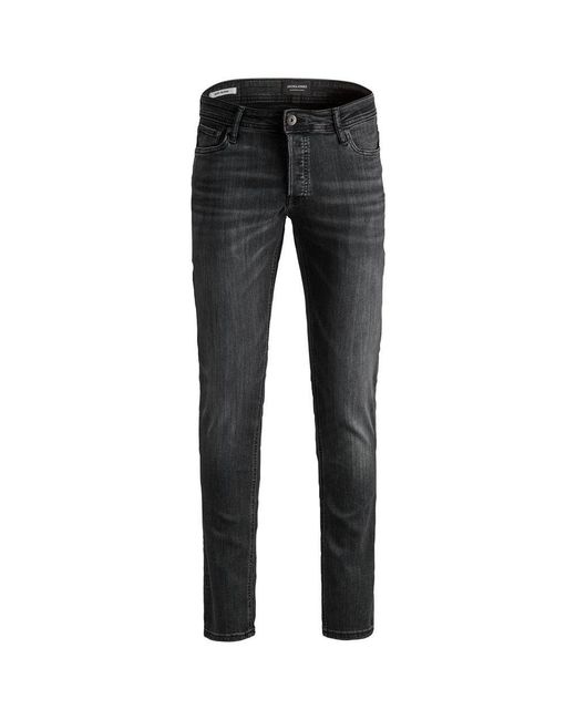 Jack & Jones Gray Black Organic Cotton Skinny Jeans for men