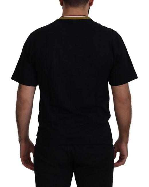 Dolce & Gabbana Black Iconic Cotton Crew Neck Tee for men