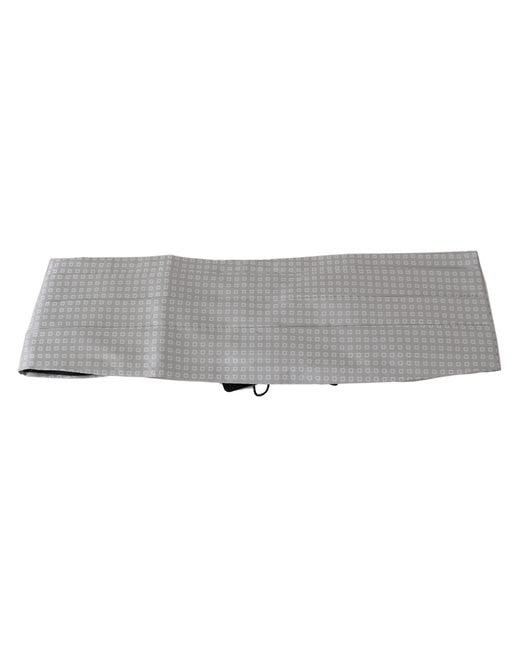 Dolce & Gabbana Black Dolce Gabbana Gray Patterned Waist Belt Silk Cummerbund for men