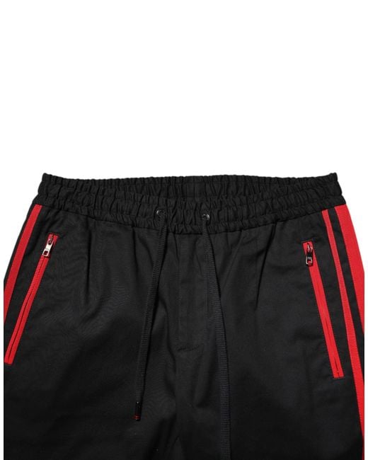 Dolce & Gabbana Black Track Pants Side Stripe for men