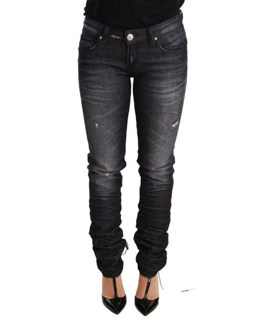 Acht Black Elegant Low Waist Skinny Denim