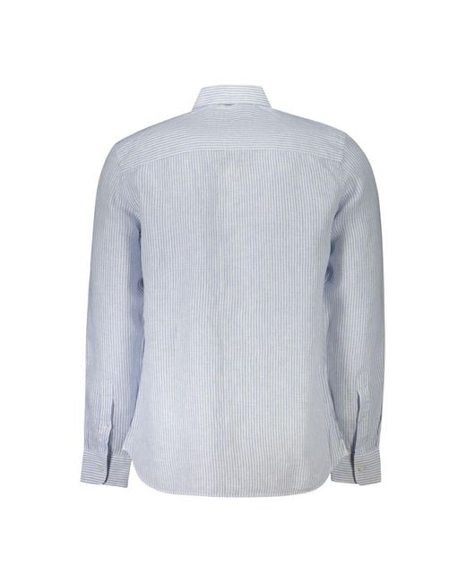North Sails Blue Linen Shirt for men