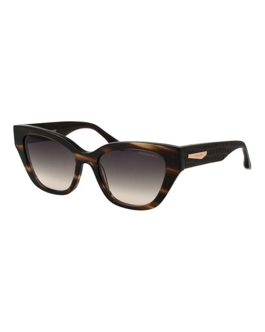 Trussardi Black Brown Acetate Sunglasses