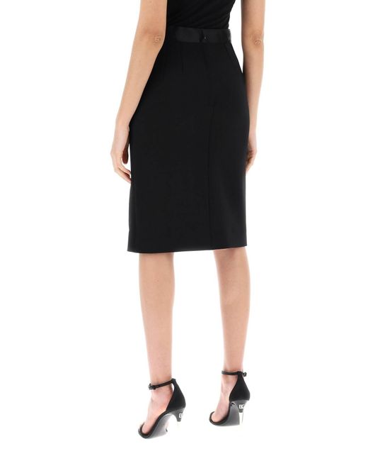 Dolce & Gabbana Black "Knee-Length Skirt With Satin