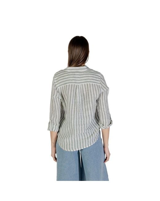Street One Gray Green Linen Shirt