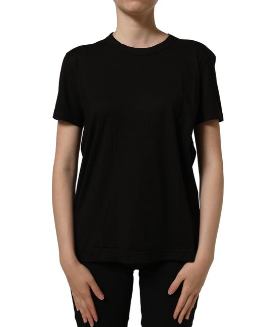 Dolce & Gabbana Black Cotton Crew Neck Short Sleeves T