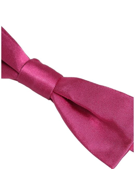 Dolce & Gabbana Men Pink 100% Silk Adjustable Neck Papillon Bow Tie for men