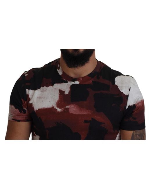 Dolce & Gabbana Black Multicolor Tie Dye Cotton Crew Neck T for men