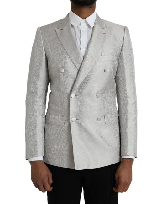 Dolce & Gabbana Gray Off Martini Double Breasted Coat Blazer for men