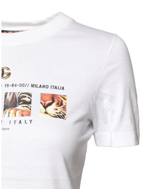 Dolce & Gabbana White Cotton Graphic Print Crew Neck T for men