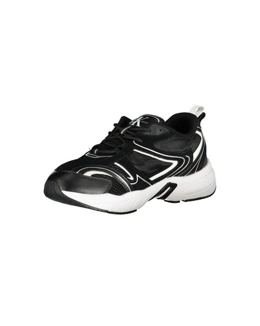 Calvin Klein Black Sleek Lace-Up Sneakers With Contrast Details for men