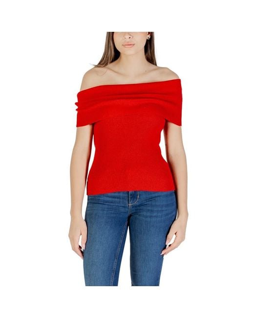 ONLY Red Multicolor Polyester T