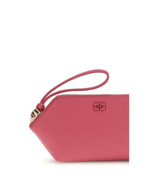 Ganni Pink Multicolor Recycled Polyester Clutch Bag
