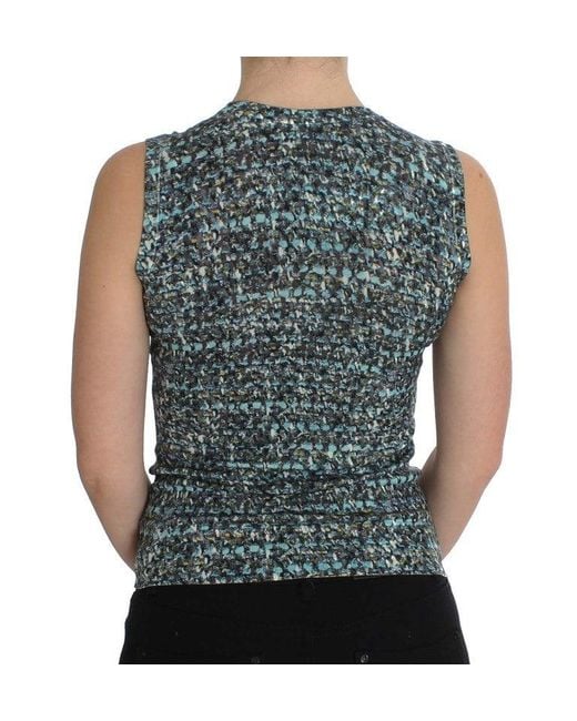 Dolce & Gabbana Dolce Gabbana Blue Wool Sweater Sleeveless Pullover