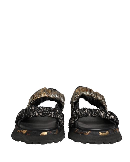 Dolce & Gabbana Black Ruching Detail Flats Sandals Shoes Leather for men