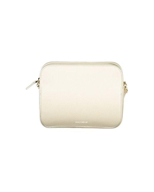 Coccinelle Natural Bianco Leather Handbag